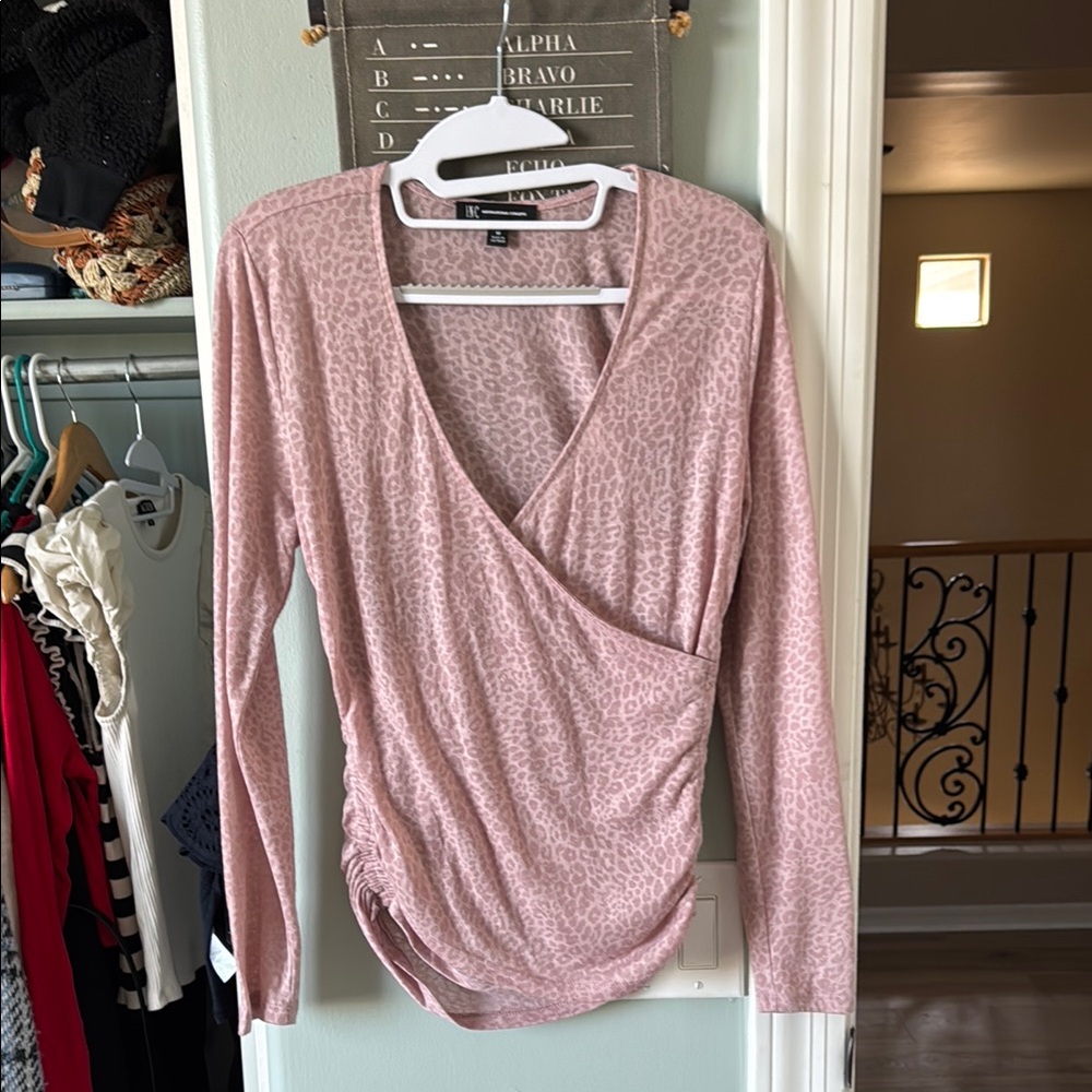 INC International Concepts Pink Animal Print Long Sleeve Top